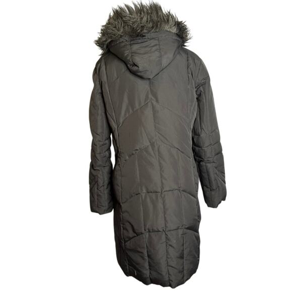 Calvin Klein Down Coat Long Puffer Jacket PM Faux Fur Hood Gray - Picture 3 of 9